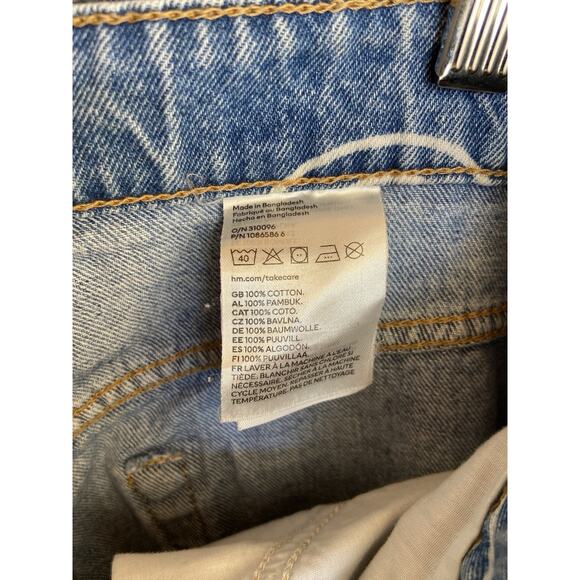 H&M Smiley Print High Waist Straight Wide Leg Denim Jeans Womens 4 - Picture 9 of 9